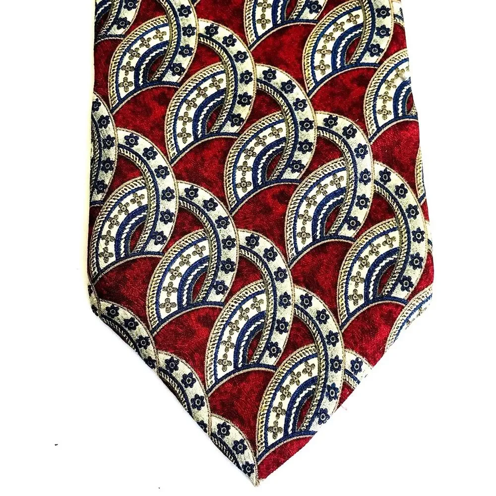 Metropolitan Museum of Art Tie Horseshoe Cross Star Western Cowboy Red Silk